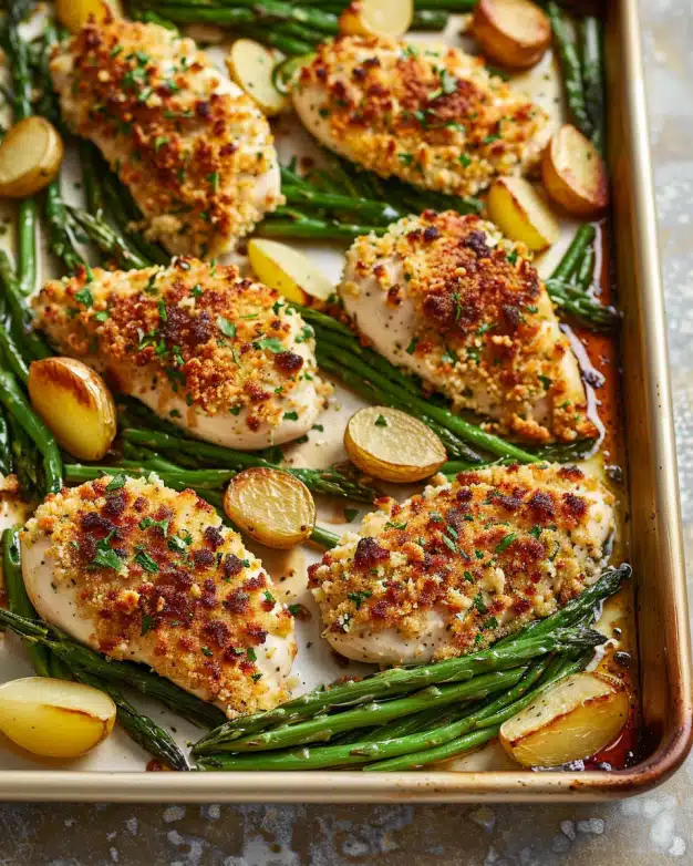 Parmesan Crusted Chicken Sheet Pan Dinner
