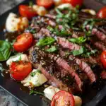 Grilled Balsamic Steak with Mozzarella, Tomatoes & Fresh Basil