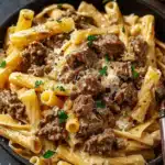 Creamy Garlic Beef Pasta