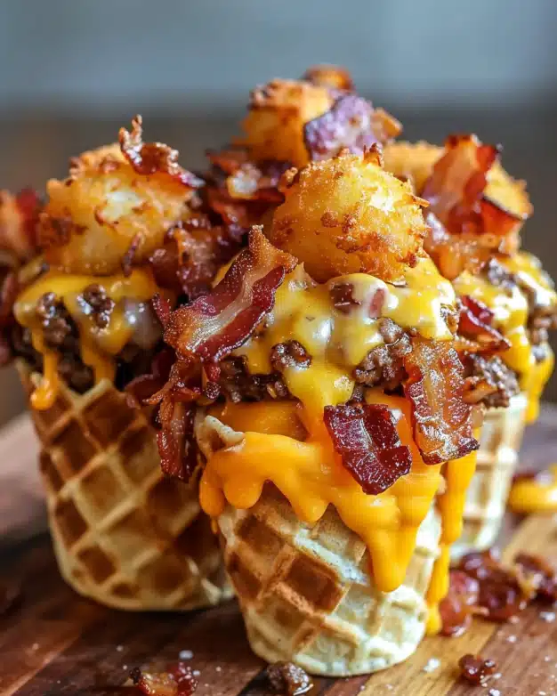 Bacon Cheeseburger Tater Tot Cones
