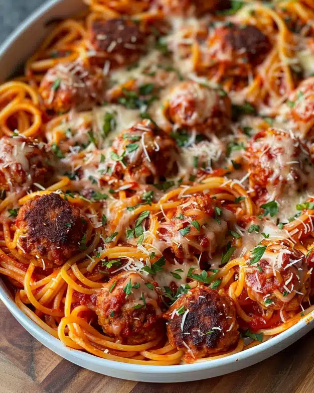 Baked Spaghetti and Meatballs