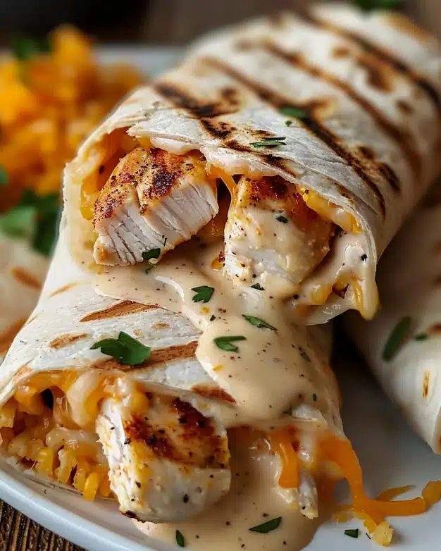 Cheesy Garlic Chicken Wraps