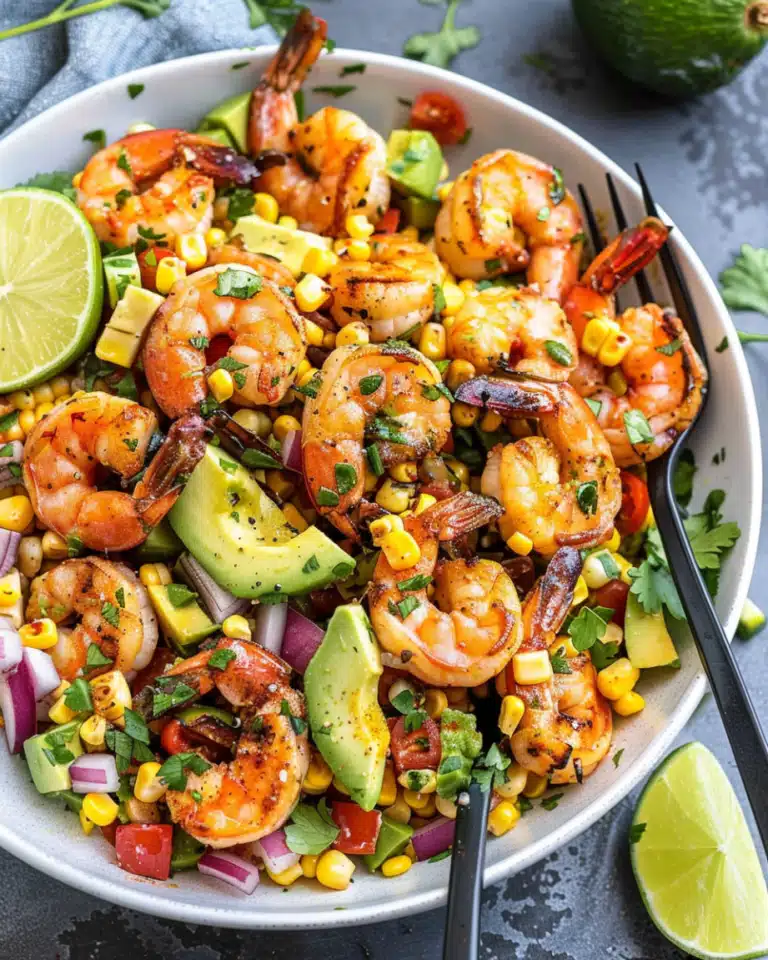 Avocado Corn Salad With Grilled Shrimp
