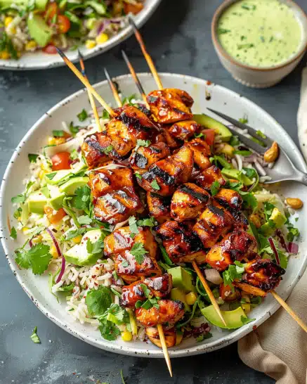 BBQ Chicken Skewer Salad