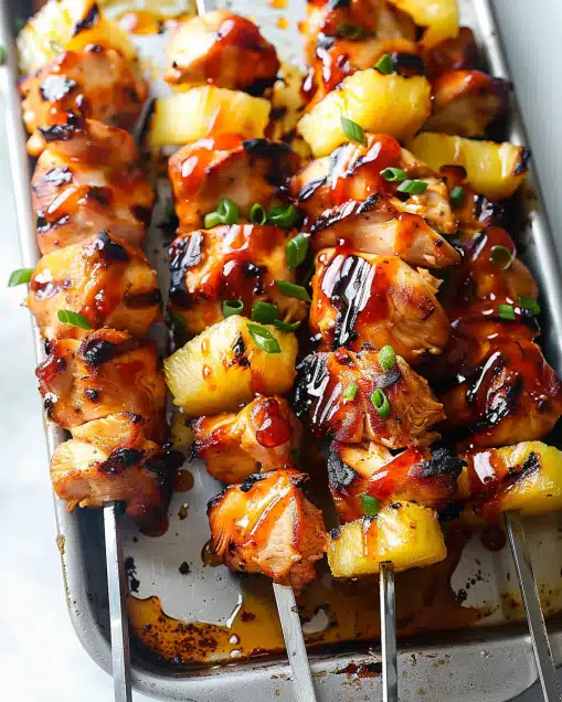 BBQ Pineapple Chicken Kabobs