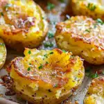 Baked Smashed Potatoes With Garlic & Parmesan