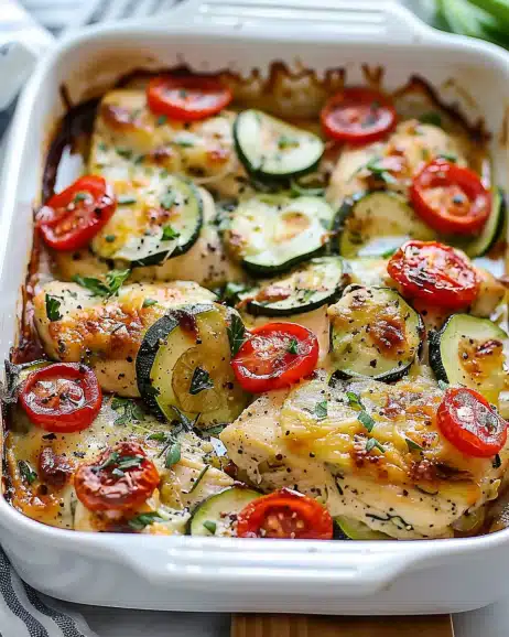 Mediterranean Chicken Zucchini Bake – Healthy, Flavorful & Easy
