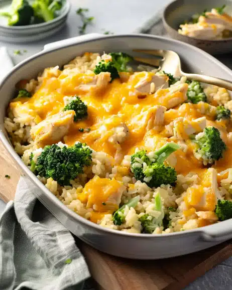 Cheesy Broccoli Chicken and Rice Casserole