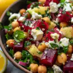 Chickpea Beet Feta Salad with Lemon-Garlic Vinaigrette – A Vibrant & Flavorful Delight