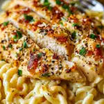 Creamy Garlic Parmesan Chicken with Cheesy Twisted Pasta