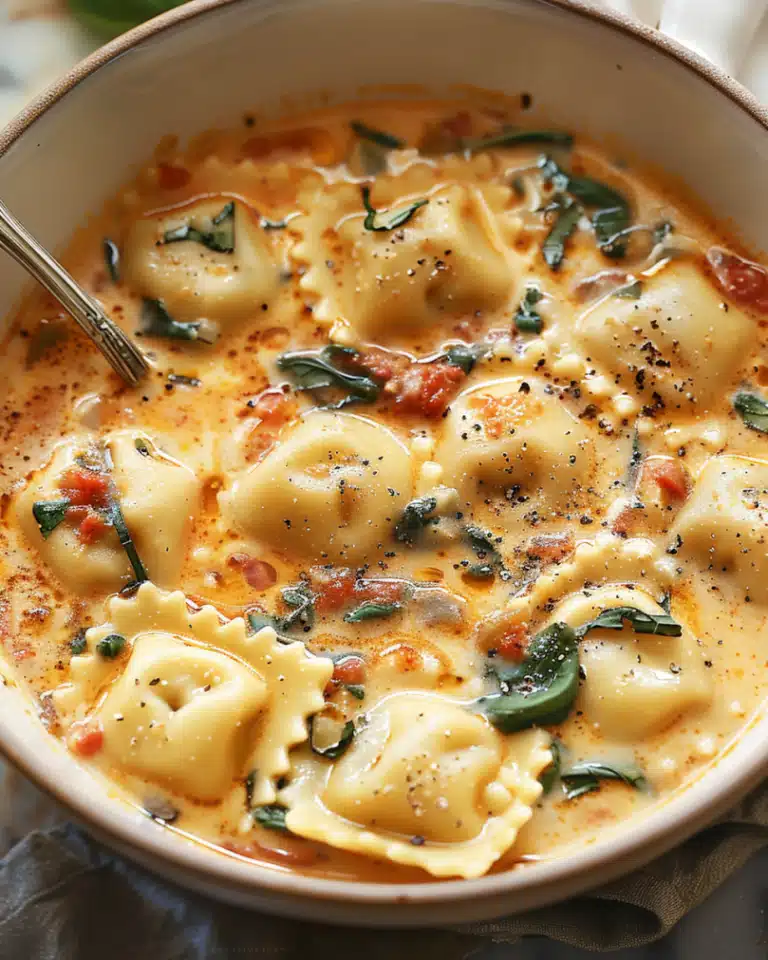 Creamy Tuscan Ravioli Soup