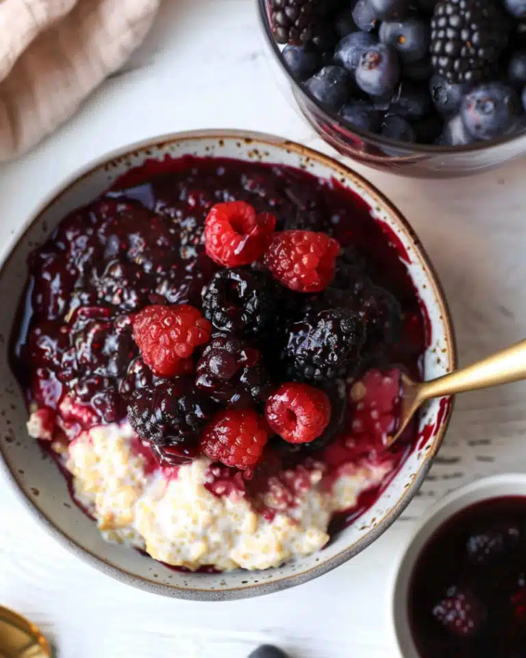 Custard Oats with Mixed Berry Compote