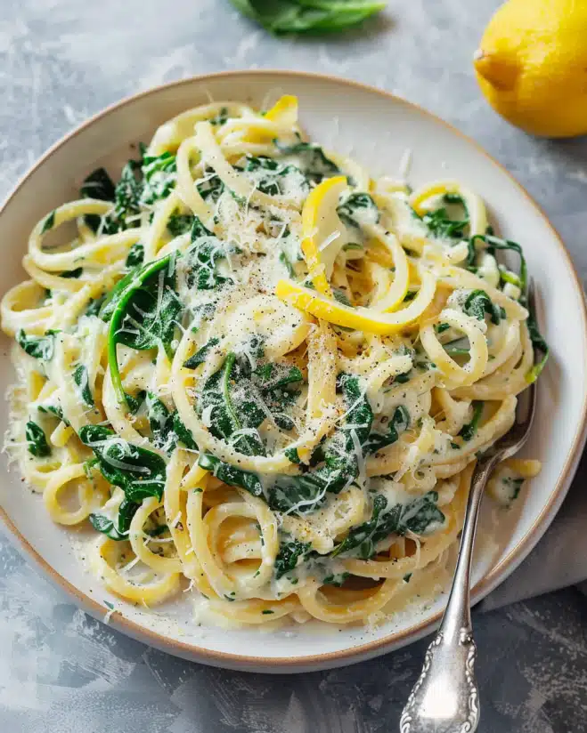 Lemon Ricotta Pasta with Spinach