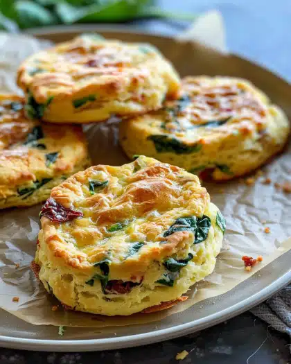 Easy Sun Dried Tomato + Spinach Egg Biscuits