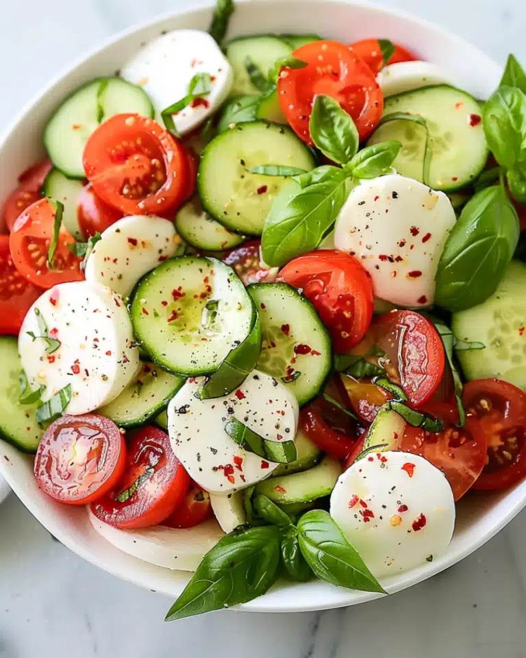 Fresh Cucumber Caprese Salad Recipe.