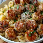 Garlic Butter Sausage Bites with Creamy Parmesan Pasta
