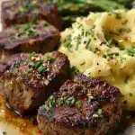 Garlic Parmesan Steak Bites with Mashed Potatoes