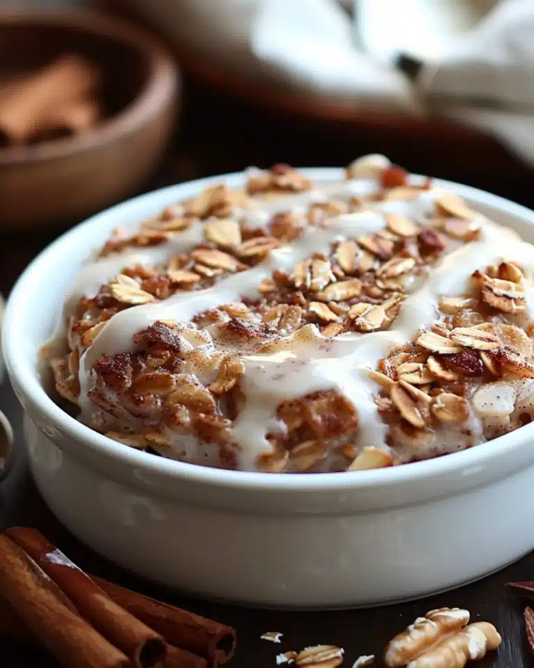 High-Protein Cinnamon Roll Baked Oatmeal