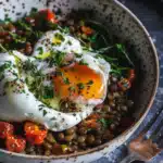 Mediterranean Braised Lentils with Poached Egg