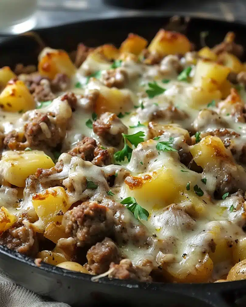 One-Pan Cheesy Meat & Potato Skillet