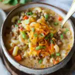 One Pot Macaroni Cheeseburger Soup