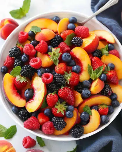 Peach Berry Fruit Salad (Paleo or Vegan!)