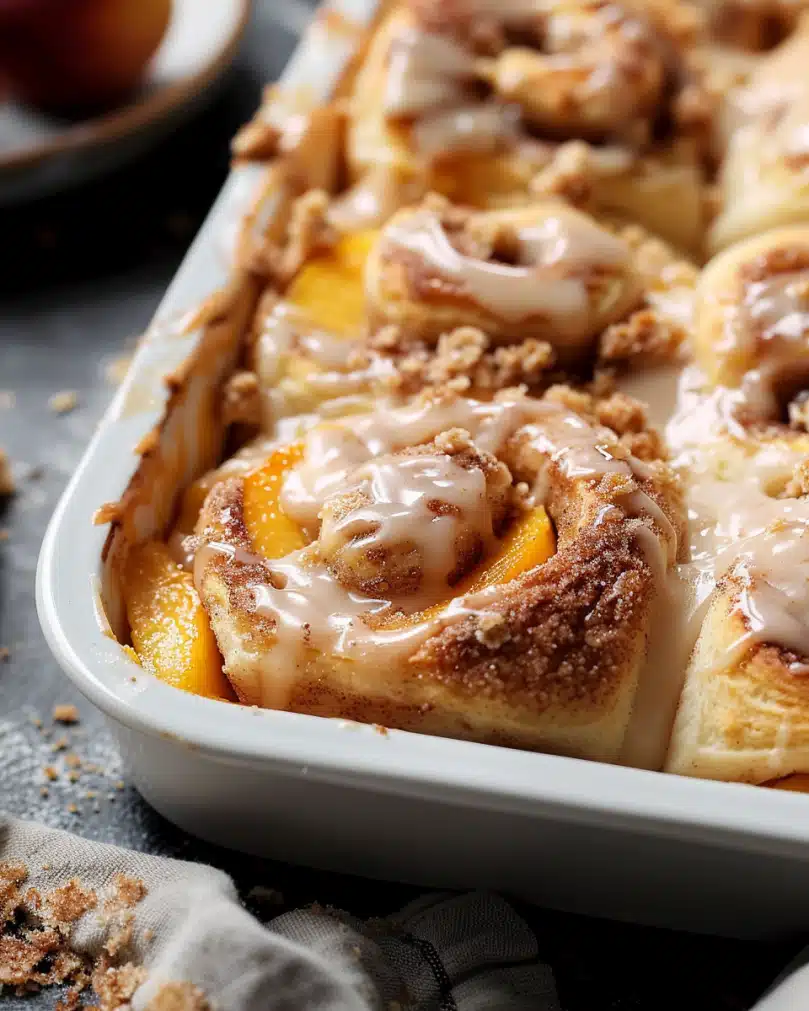 Peach Cobbler Cinnamon Rolls