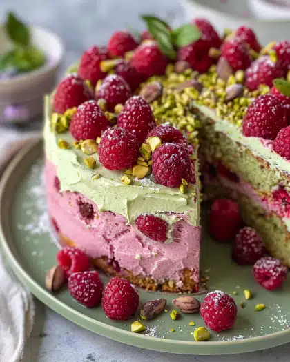 Pistachio Raspberry Cake