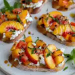 Quick Peach Bruschetta with Whipped Ricotta