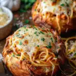 Spaghetti Garlic Bread Bowls