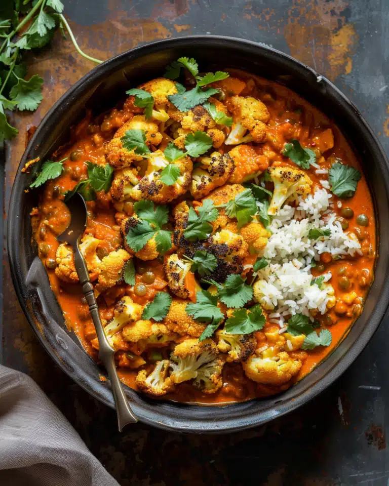 Spice-Roasted Cauliflower in Coconut Tomato Sauce with Lentils