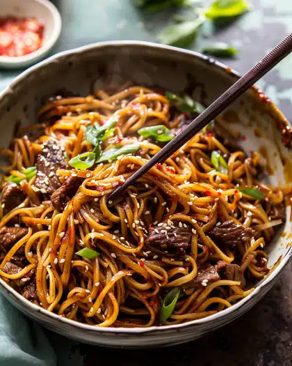 20 Minute Korean Beef Sesame Noodles