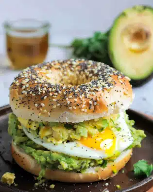 Avocado Egg Sandwich with Everything Bagel