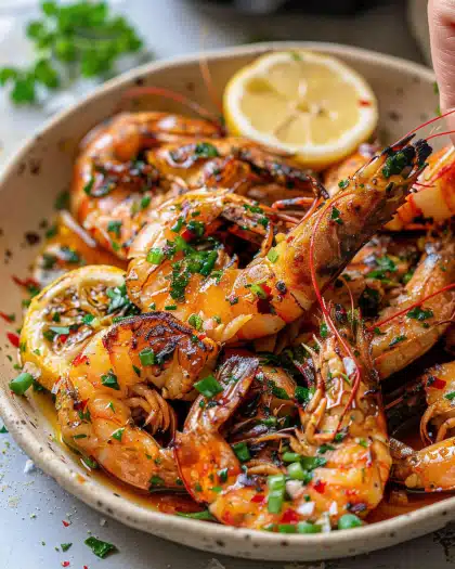 BBQ Grilled Prawns with Garlic, Lemon & Chilli