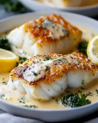 Baked Cod in Coconut Lemon Cream Sauce