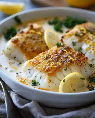 Baked Cod in Coconut Lemon Cream Sauce