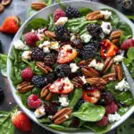 Berry Spinach Salad with Pecans, Feta, and Balsamic Glaze