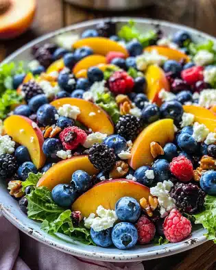 Blueberry Peach Feta Salad