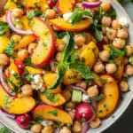 Chickpea Peach Salad with Honey Lime Dressing