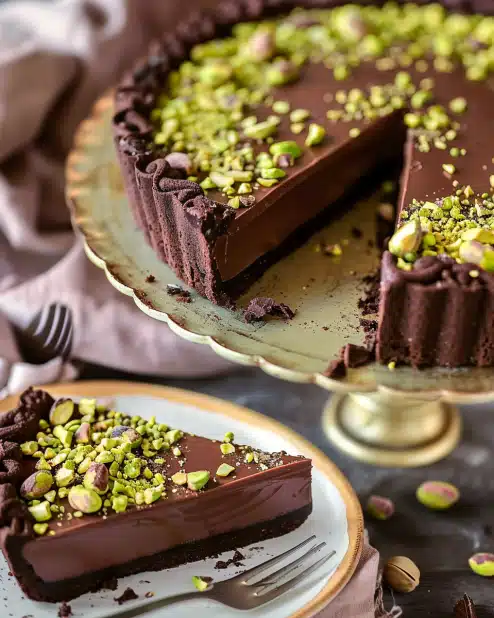 Chocolate Pistachio Tart with Ganache
