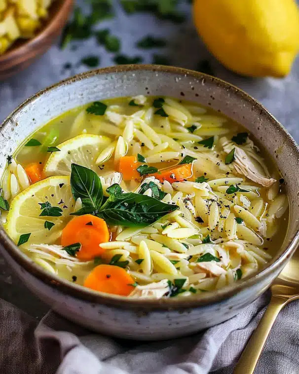 Cozy Lemon Chicken Orzo Soup for Chilly Day