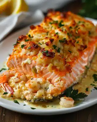 Crab and Shrimp Stuffed Salmon Recipe