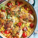 Creamy Chicken, Corn and Tomato Skille