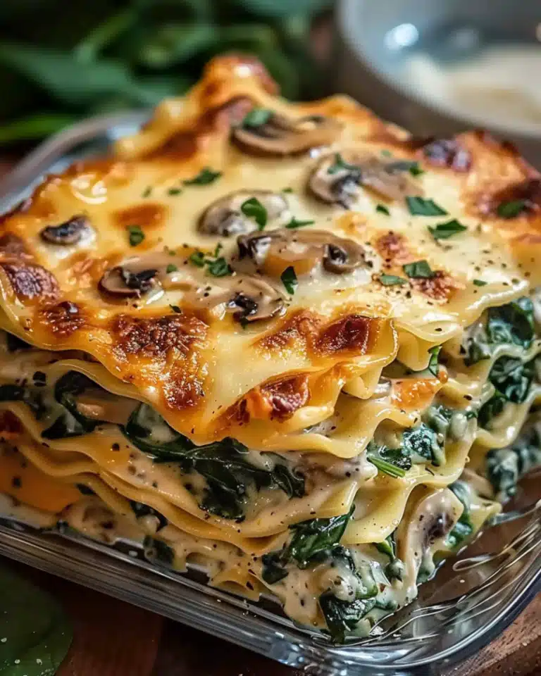 Creamy Spinach Mushroom Lasagna