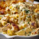 Creamy Velveeta Chicken Rigatoni with Mozzarella Garlic Sauce