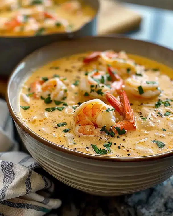 Creamy crab and shrimp seafood bisque