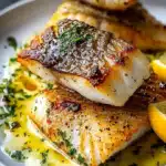 Delicious Lemon Garlic Butter Cod with Crispy Skin