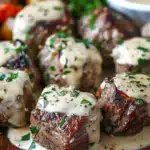 Easy Garlic Butter Steak Bites with a Rich Parmesan Cream Sauce