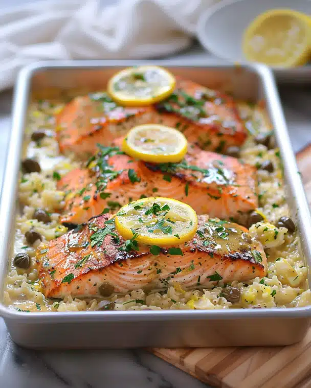 Easy One Pan Creamy Lemon Caper Butter Salmon