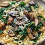 Garlic Butter Orzo with Mushrooms and Spinach